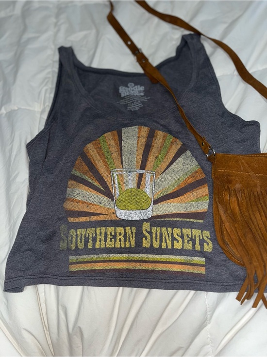 goodie two sleeves Tops - Southern Sunsets Graphic Tank Top - Charcoal